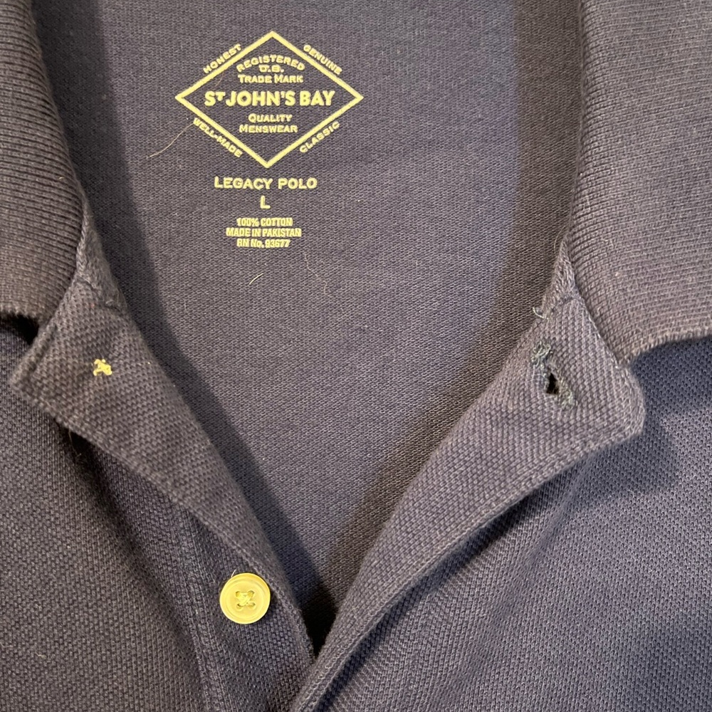 St. John's Bay Dark Blue Polo Shirt - Picture 2 of 6